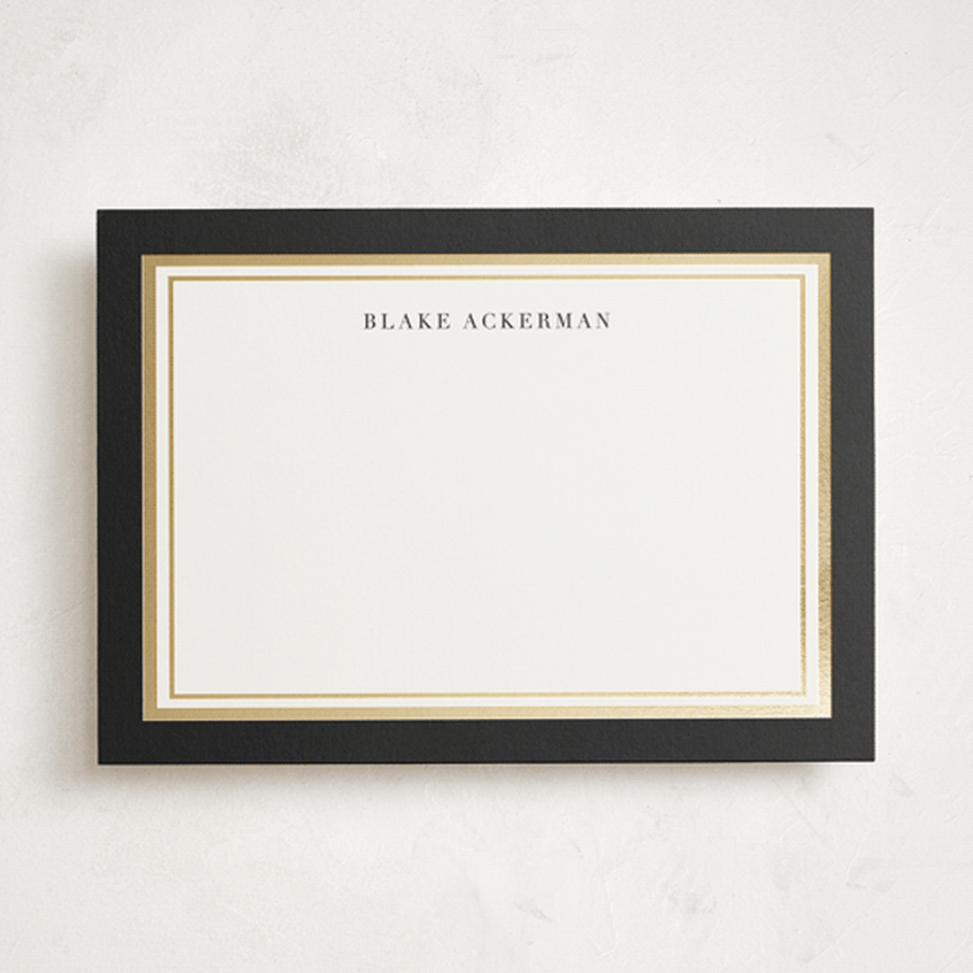 "Gold Notes" - Personalized Stationery Cards in Midnight by Carrie ONeal - Front