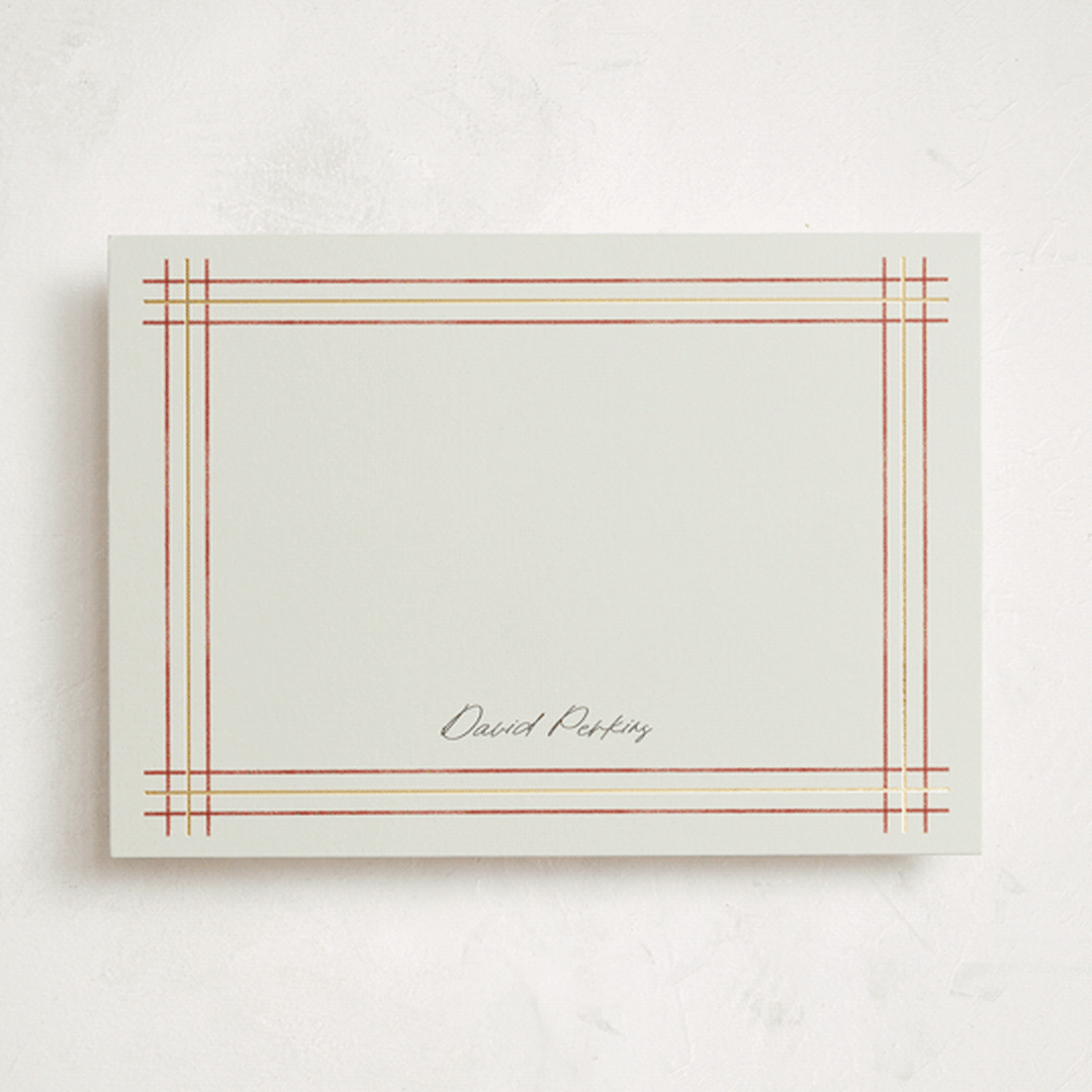 "Sketched plaid frame" - Personalized Stationery Cards in Ivory by Stacey Meacham - Front