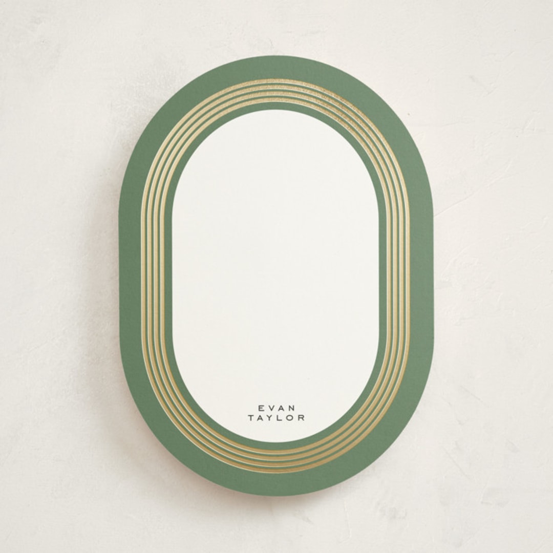 "Gilded Ovals" - Personalized Stationery Cards in Pine by Brittany Braithwaite - Front
