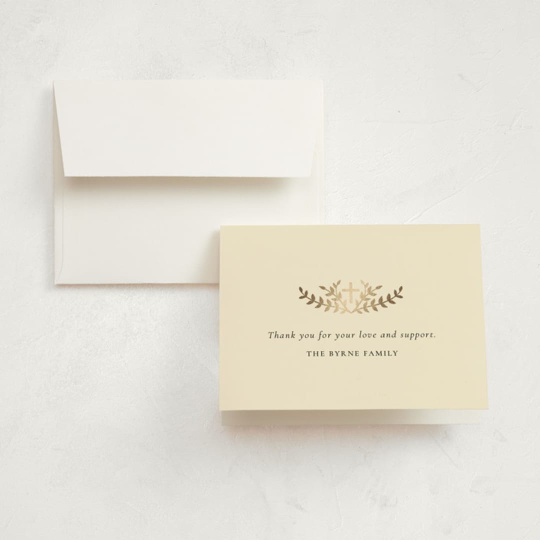"Cross and Verse" - Memorial Cards in Creme by mo kelley - Front