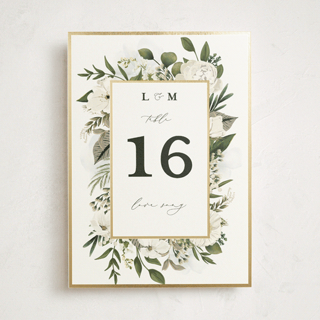 "Classic Love" - Foil-Pressed Party Table Numbers in Vanilla by Susan Moyal - Front