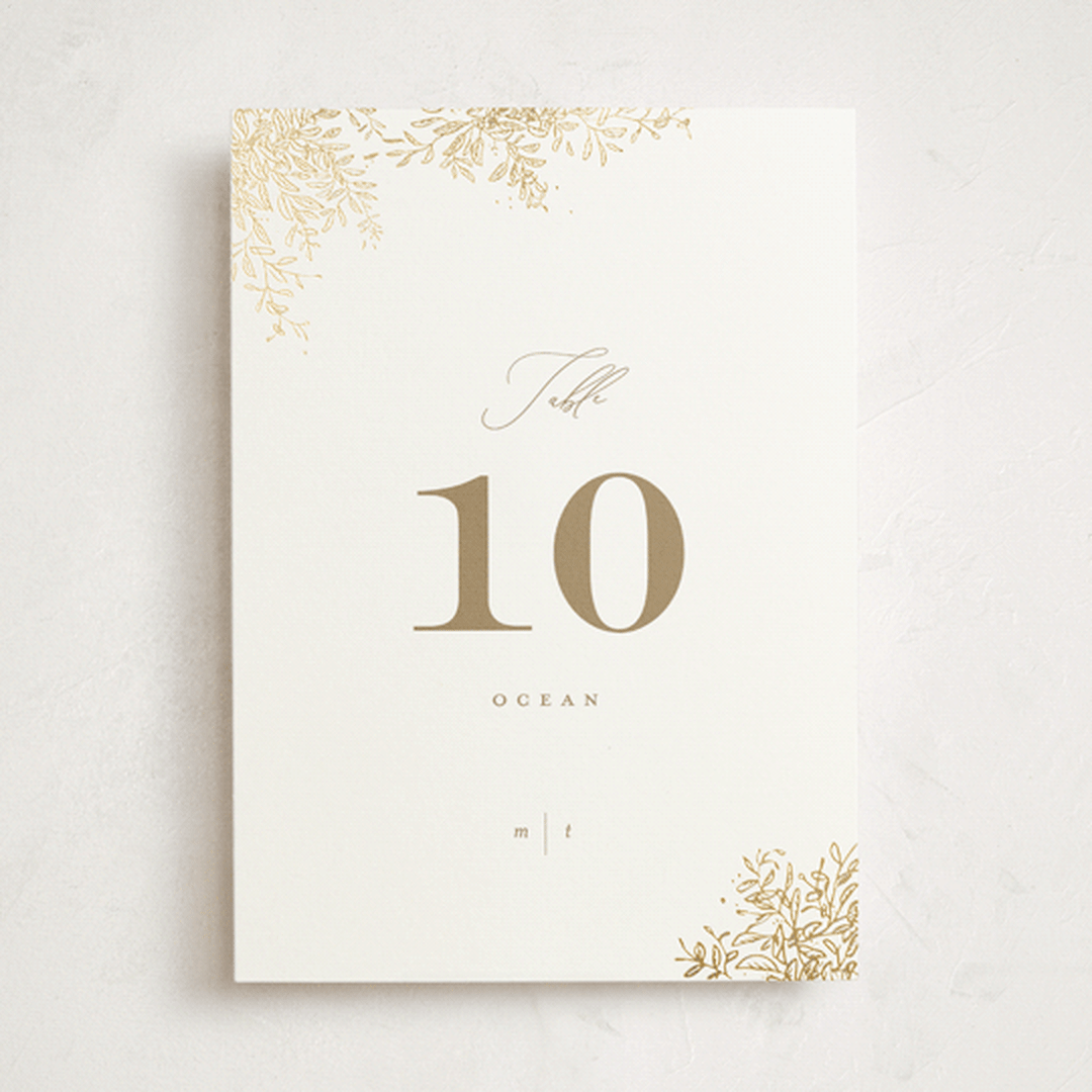 "Reflection" - Foil-Pressed Party Table Numbers in Porcelain by Leah Bisch - Front