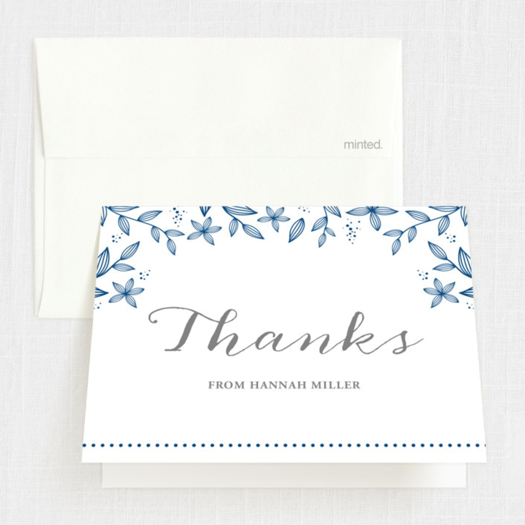 "Floral First Communion" - First Holy Communion Thank You Cards in Navy by Oma N. Ramkhelawan - Front