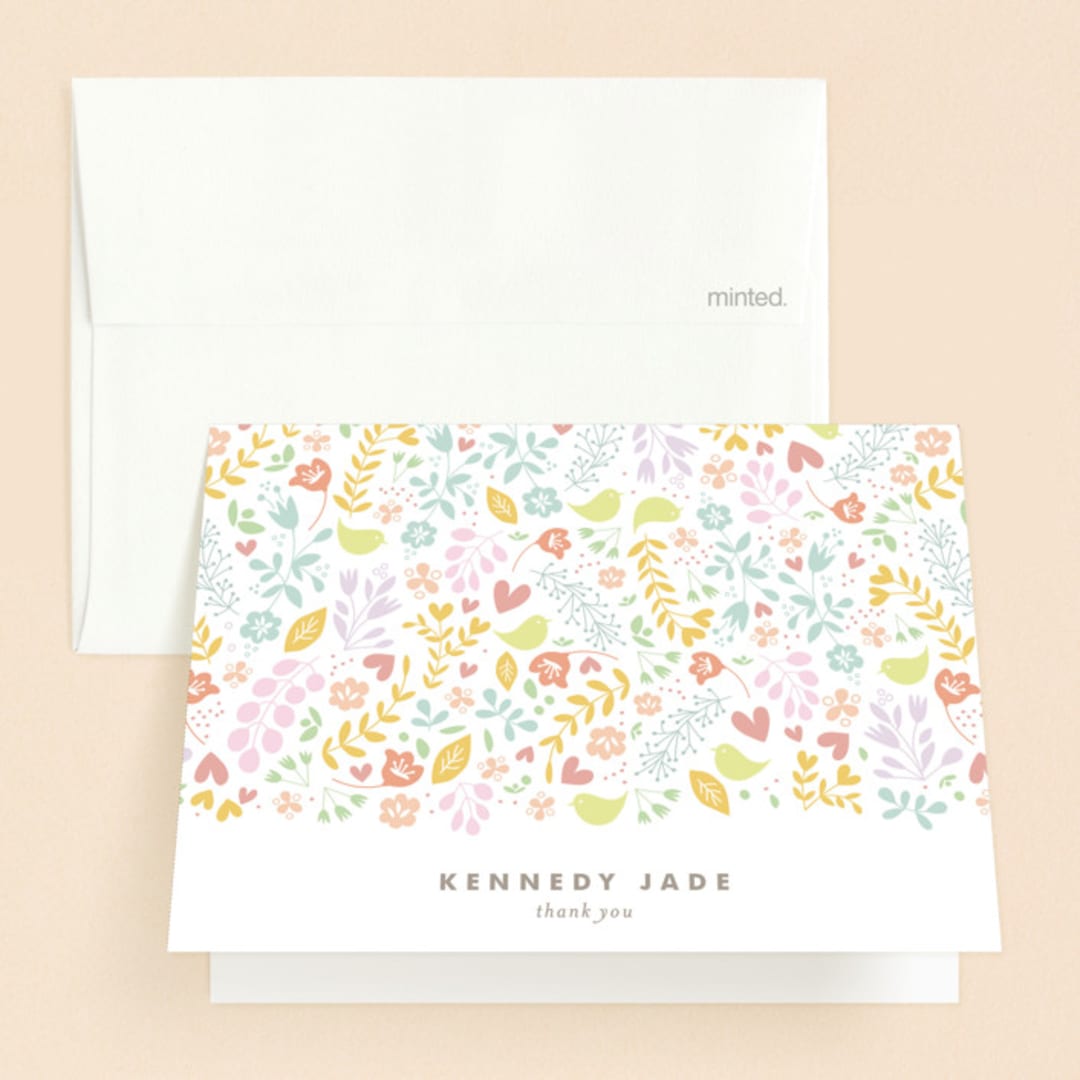 "Happy" - First Holy Communion Thank You Cards in Spring by Phrosné Barwood - Front