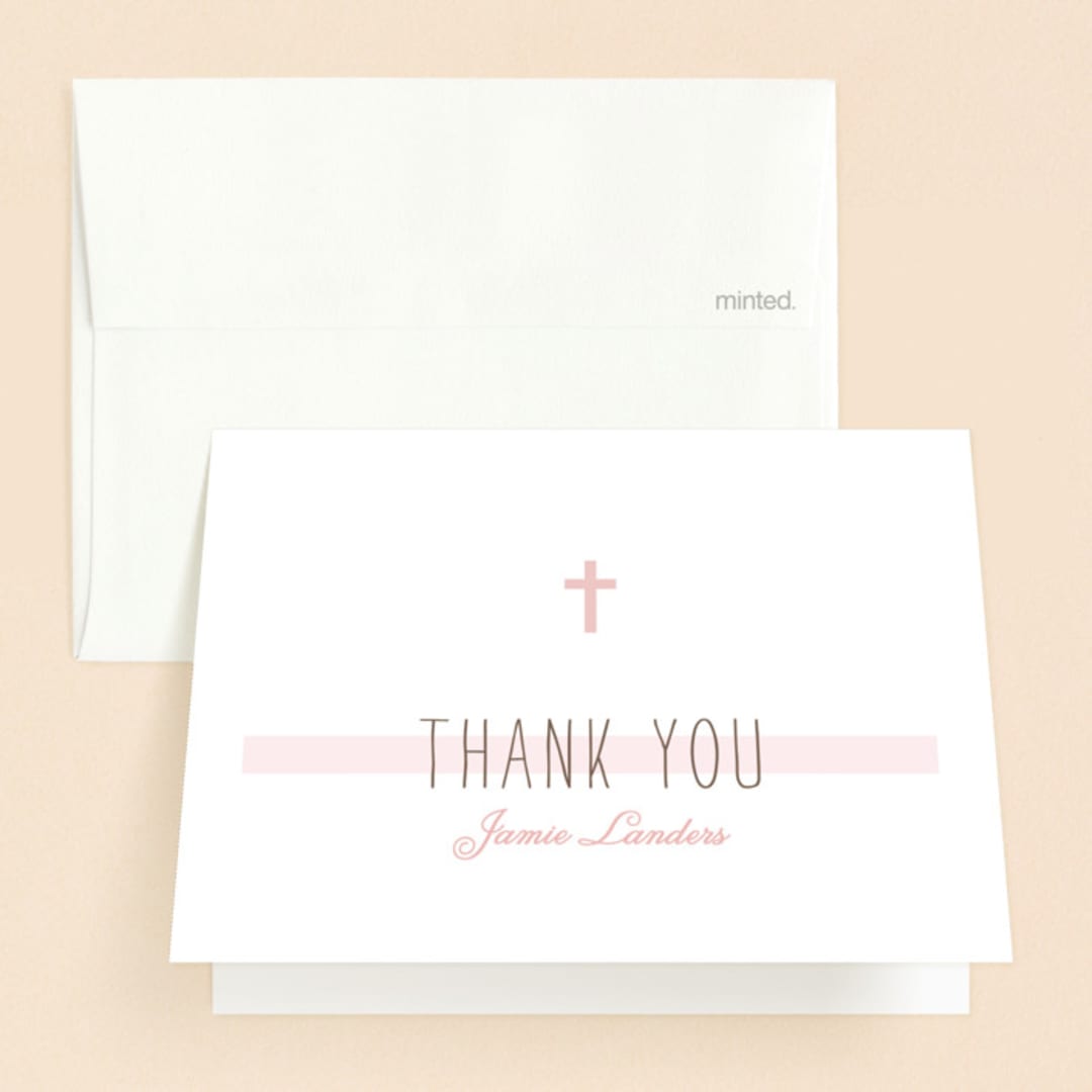 "Simple Communion" - First Holy Communion Thank You Cards in Carnation by Chasity Smith - Front