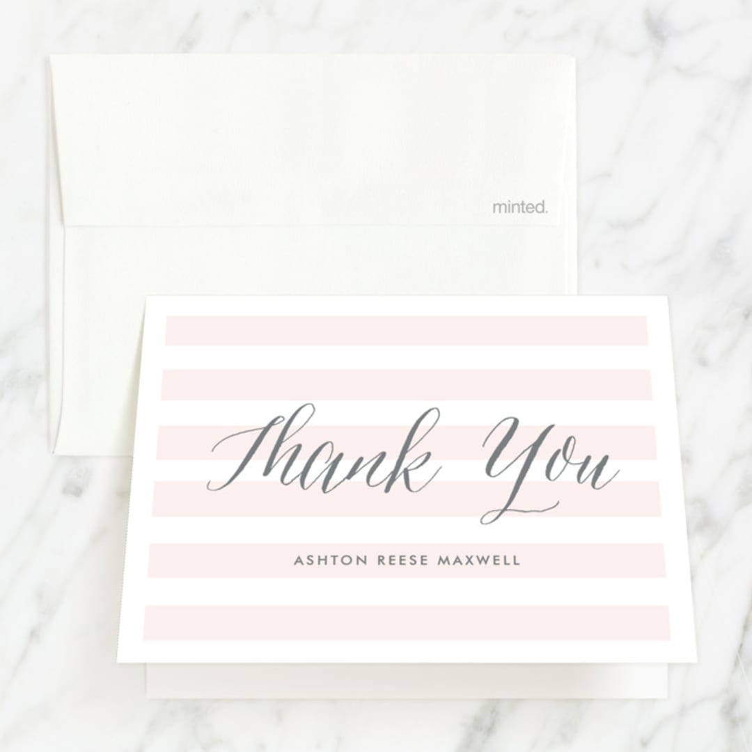 "Sleek" - First Holy Communion Thank You Cards in Blush by Lauren Chism - Front