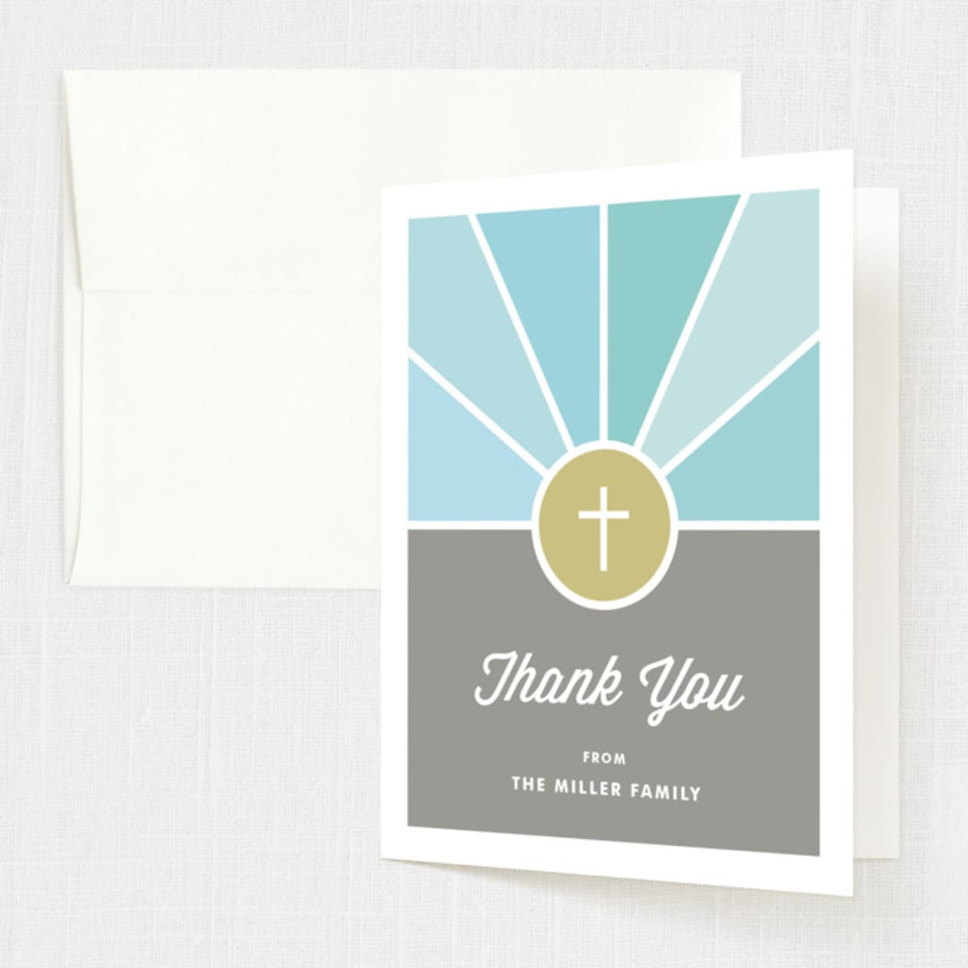 "Window" - First Holy Communion Thank You Cards in Sky by Kim Dietrich Elam - Front