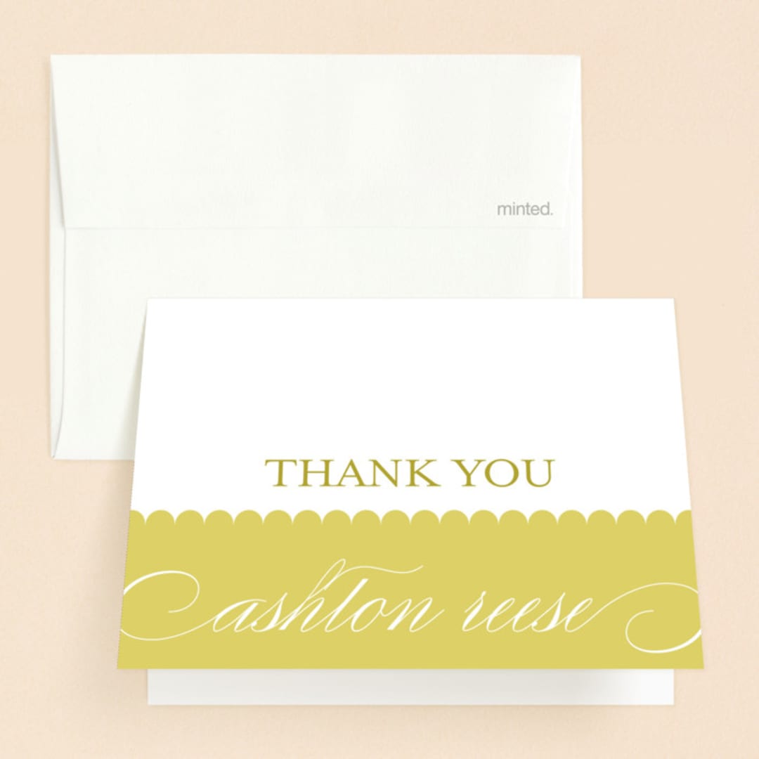 "Sweet scallop" - First Holy Communion Thank You Cards in Lime by Annie Clark - Front