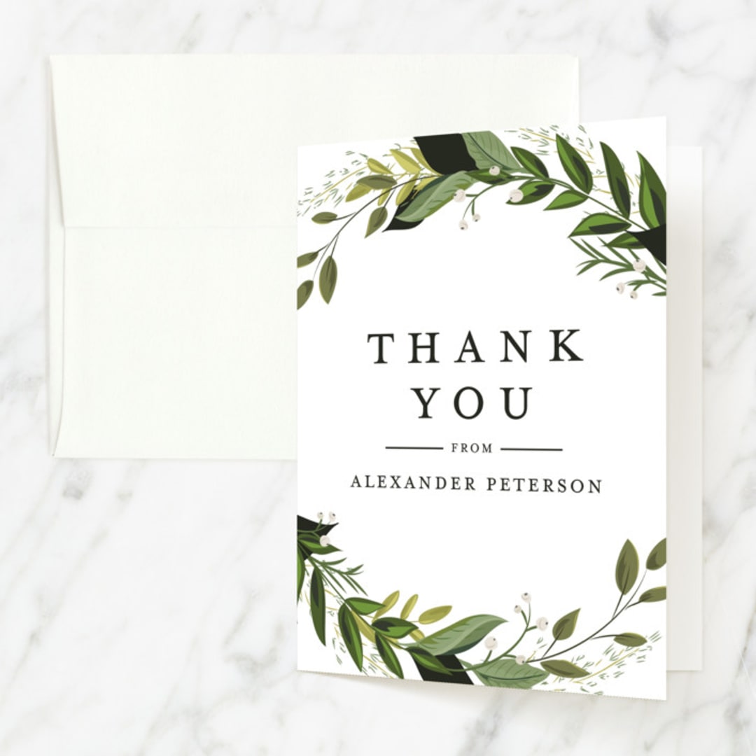 "Vines of Green" - First Holy Communion Thank You Cards in Fern by Susan Moyal - Front