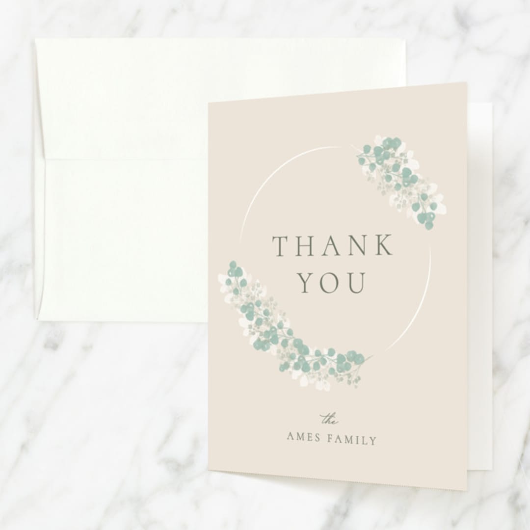 "Classic Communion Wreath" - First Holy Communion Thank You Cards in Sand by Robert and Stella - Front