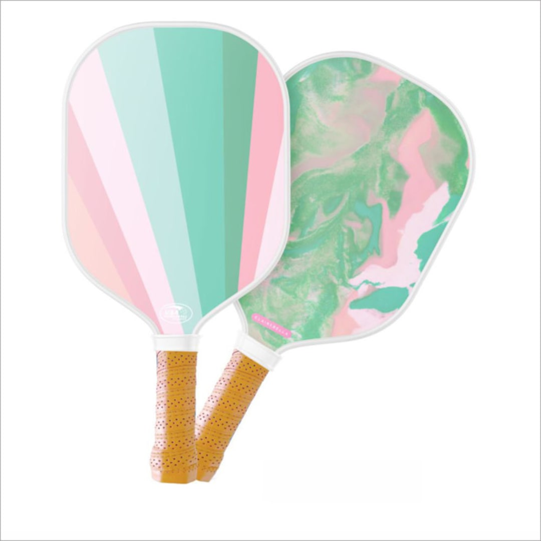 Custom Monogram Pickleball Paddle - Marble Green