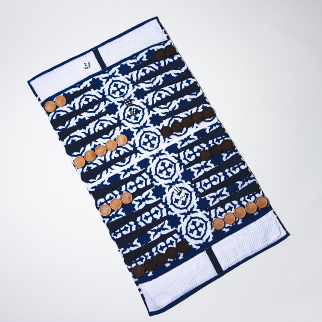 "Blue Chinoiserie Outdoor/Travel Backgammon Set (Wood Pieces)" - Games in blue by 3rd Space by SBR
