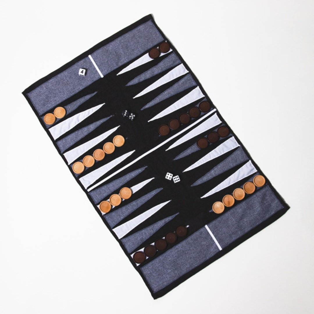 "Black, Grey & White Outdoor/Travel Backgammon Set (Wood Pieces)" - Games in black by 3rd Space by SBR