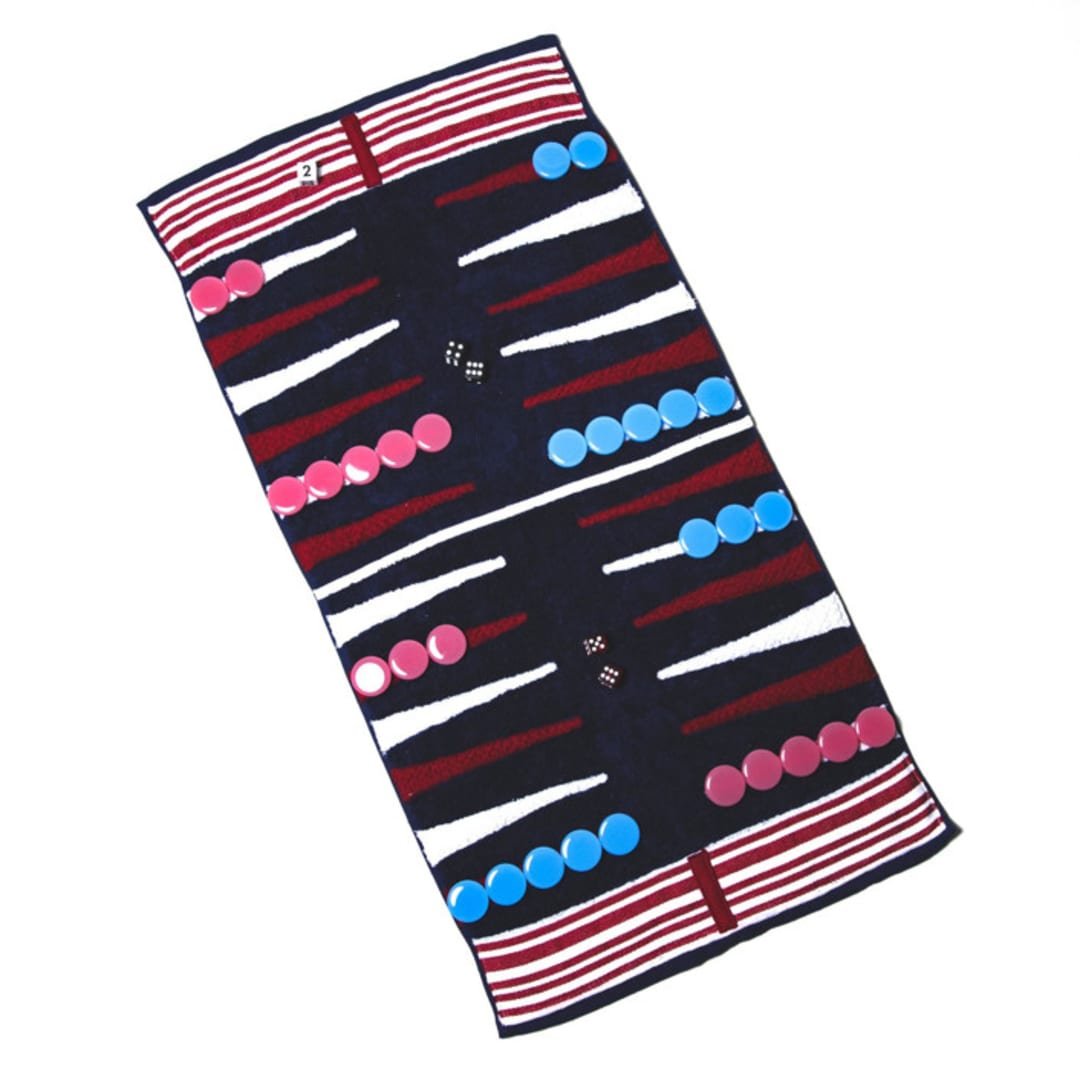 "Red, White & Blue Striped Outdoor/Travel Backgammon Set (Plastic Pieces)" - Games in blue by 3rd Space by SBR