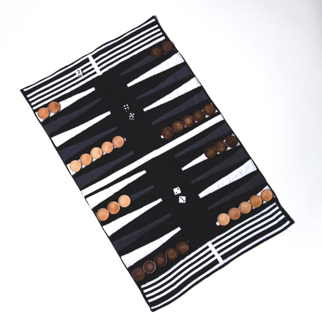 "Black, White & Grey Outdoor/Travel Backgammon Set (Wood Pieces)" - Games in black by 3rd Space by SBR