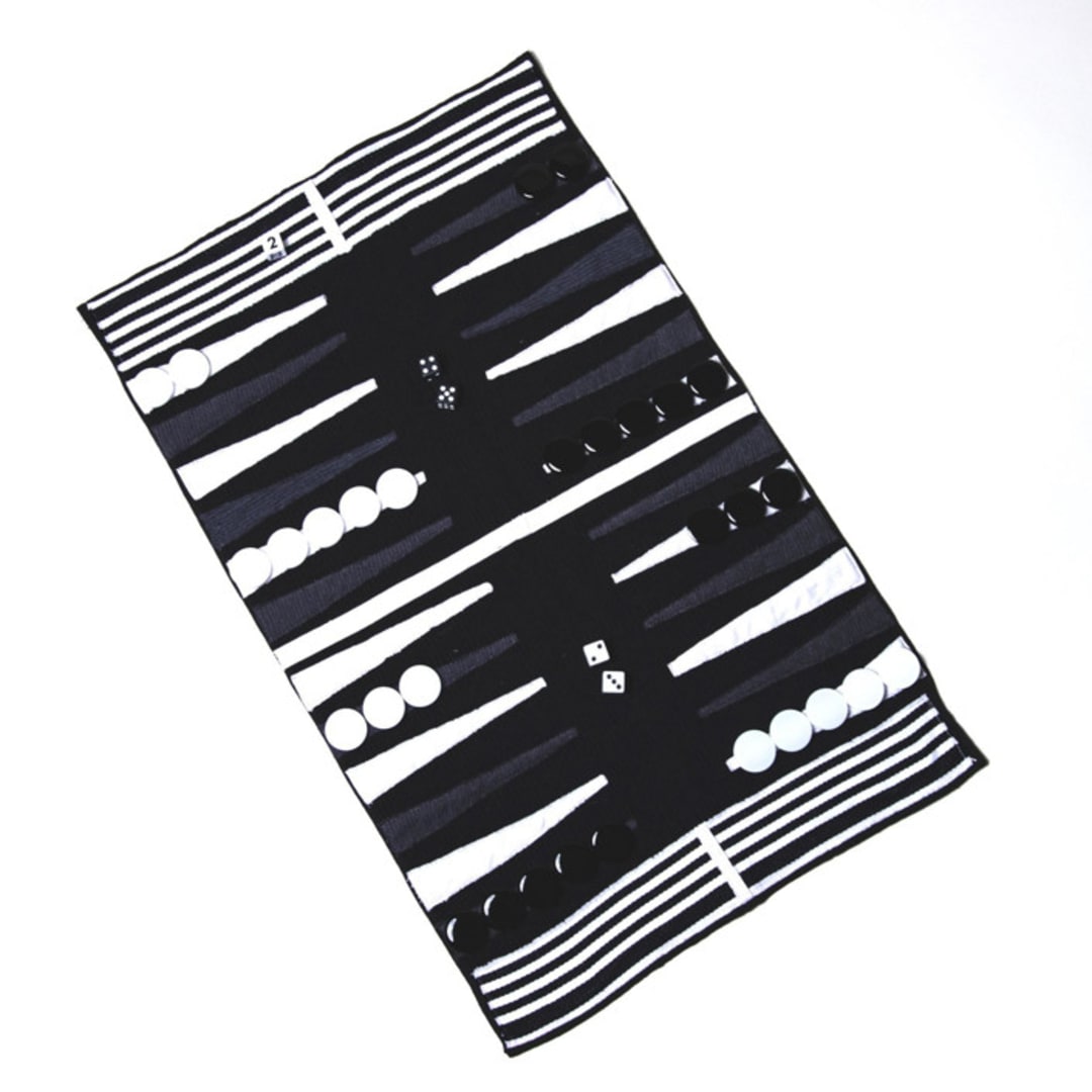Black, White & Grey Outdoor/Travel Backgammon Set (Plastic Pieces)