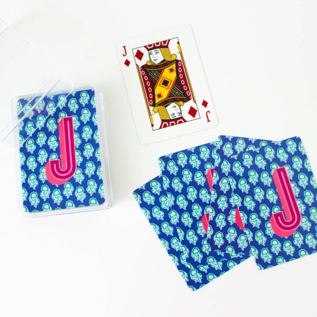 "Maya Monogrammed Playing Cards" - Games in blue by Clairebella