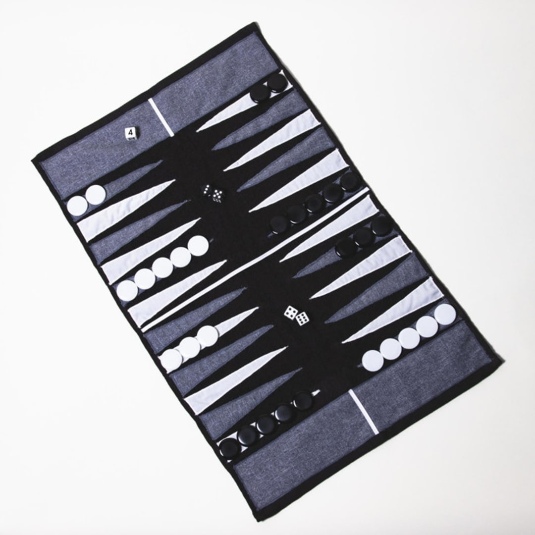 "Black, Grey & White Outdoor/Travel Backgammon Set (Plastic Pieces)" - Games in black by 3rd Space by SBR