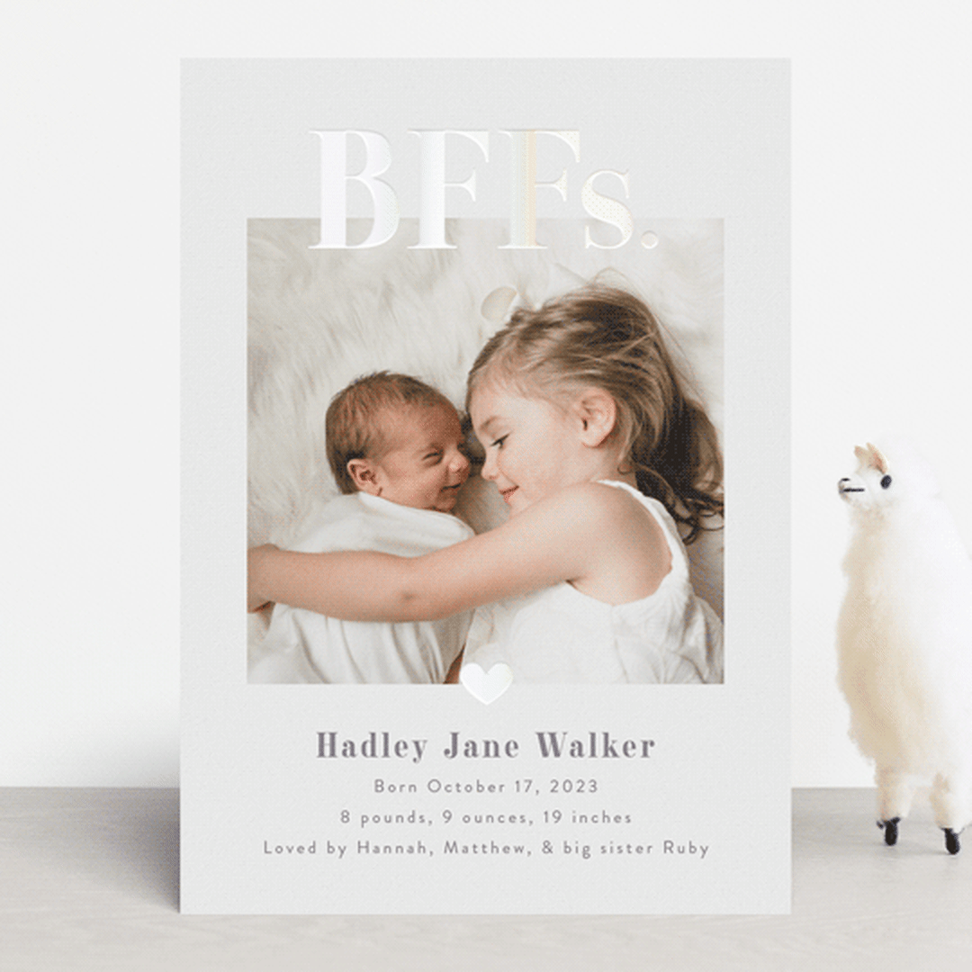 "BFFs" - Birth Announcements in Mauve by Pink House Press - Front