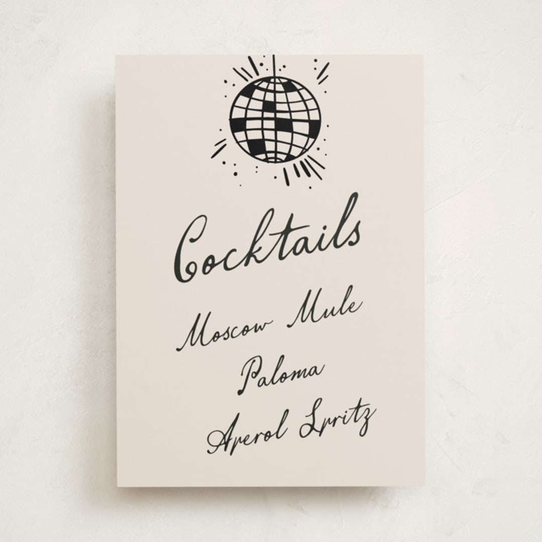 "Disco Direction" - Graduation Bar Signs in Cream by Pixel and Hank - Front