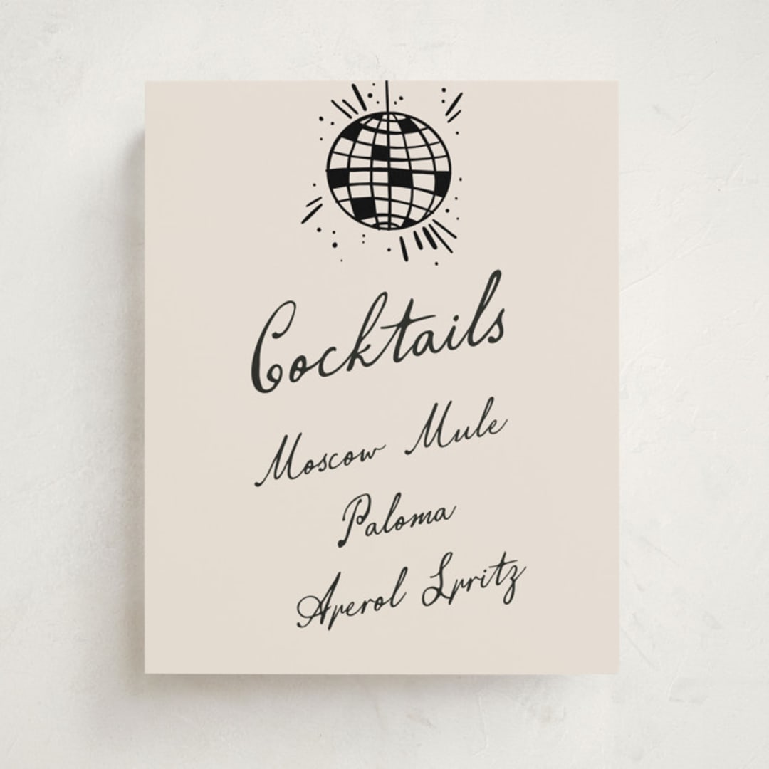 "Disco Direction" - Graduation Bar Signs in Cream by Pixel and Hank - Front