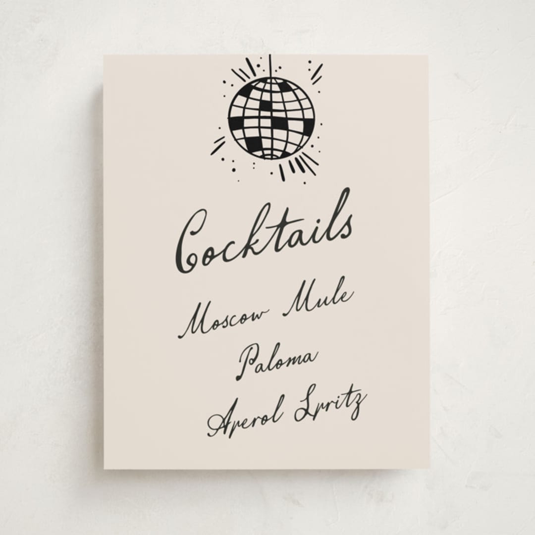"Disco Direction" - Graduation Bar Signs in Cream by Pixel and Hank - Front