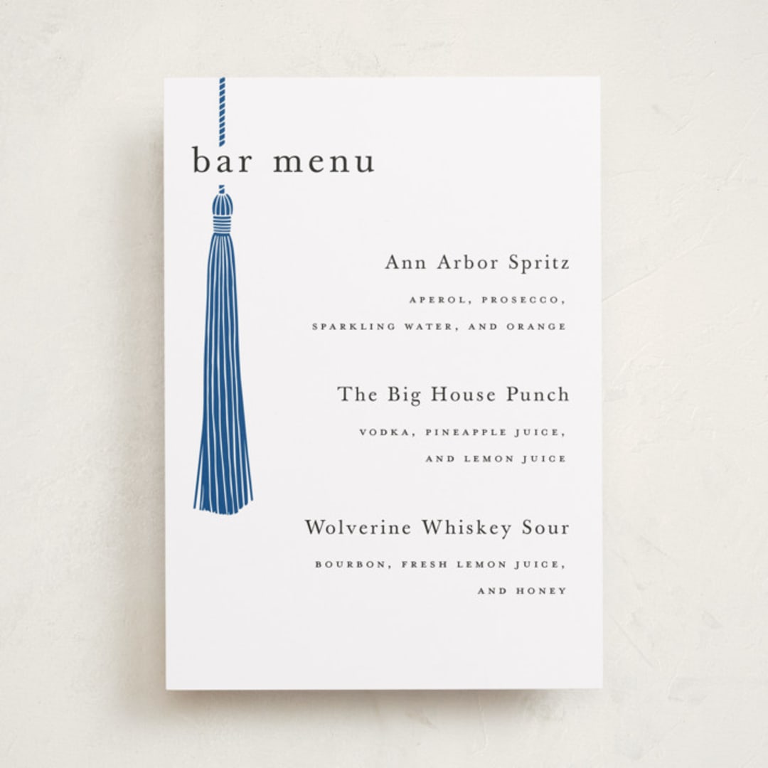 "Tassled" - Graduation Bar Signs in Cobalt by Ashlee Townsend - Front