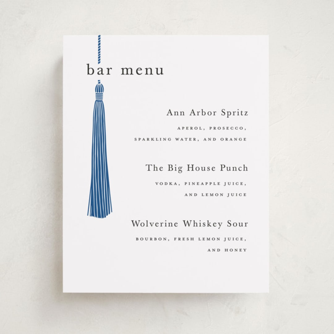 "Tassled" - Graduation Bar Signs in Cobalt by Ashlee Townsend - Front