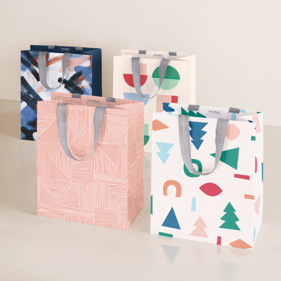"Pop Holiday" - Gift Bag Collection in Brights by Multiple Artists - Set of 4 designs
