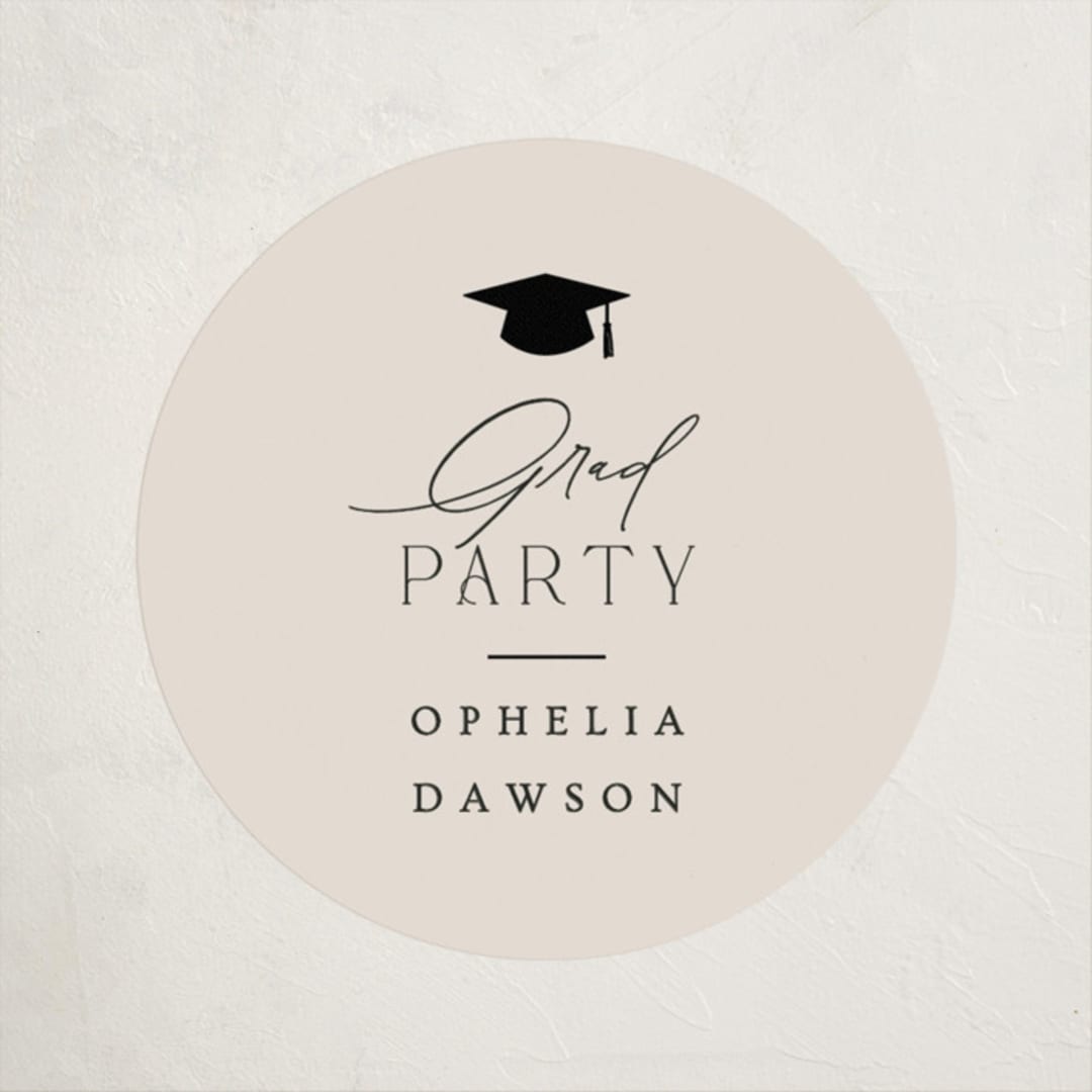 "A Grad Party" - Graduation Stickers in Cream by Ana Sharpe - Front