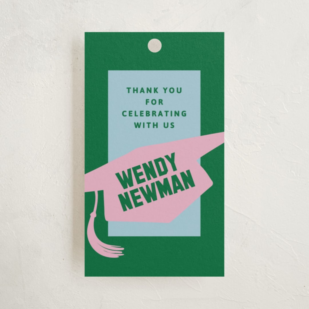 "Capped" - Graduation Favor Tags in Roses by Inkblot Design - Front