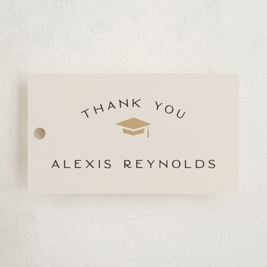 "Official Party" - Graduation Favor Tags in Ecru by Hooray Creative - Front