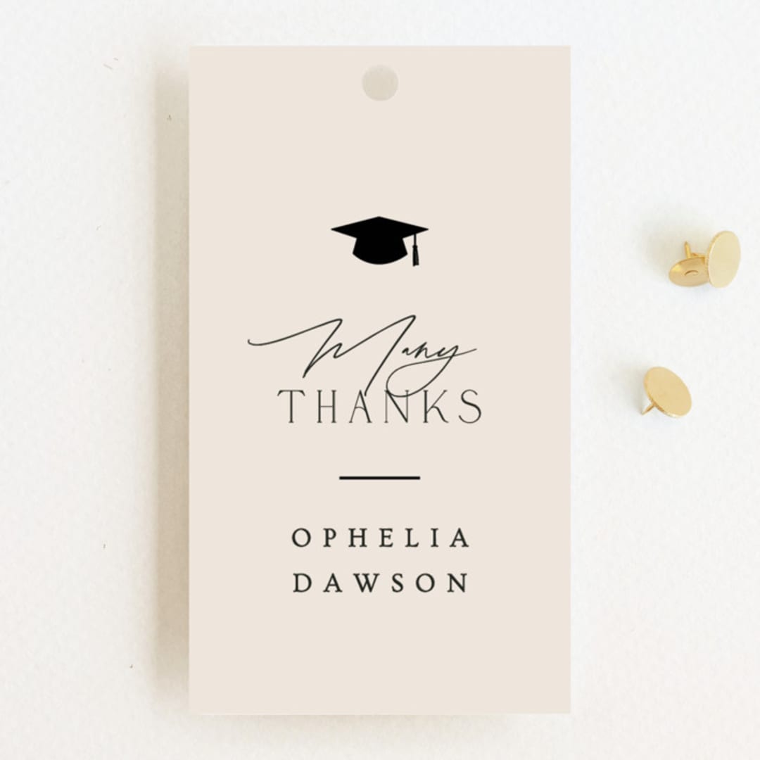 "A Grad Party" - Graduation Favor Tags in Cream by Ana Sharpe - Front