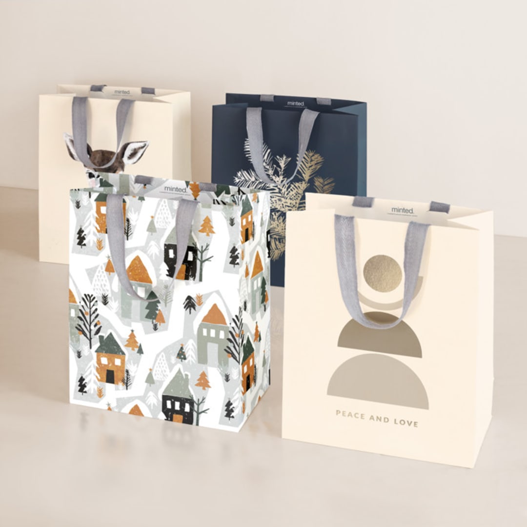 "Winter Delight" - Gift Bag Collection in Eggnog by Multiple Artists - Set of 4 designs