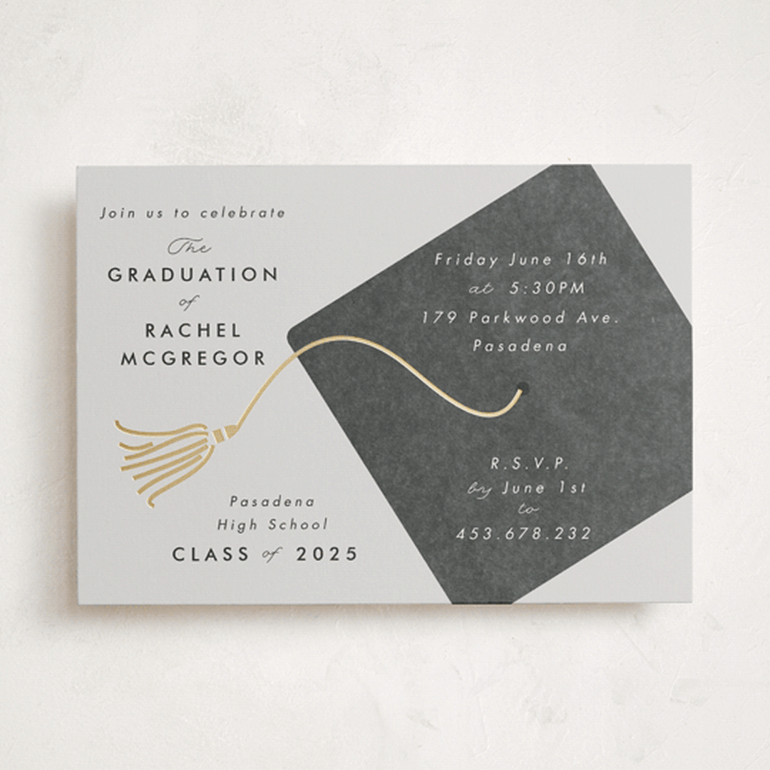 "Shimmering tassel" - Graduation Party Invitations in Smoke by Catherine Culvenor - Front