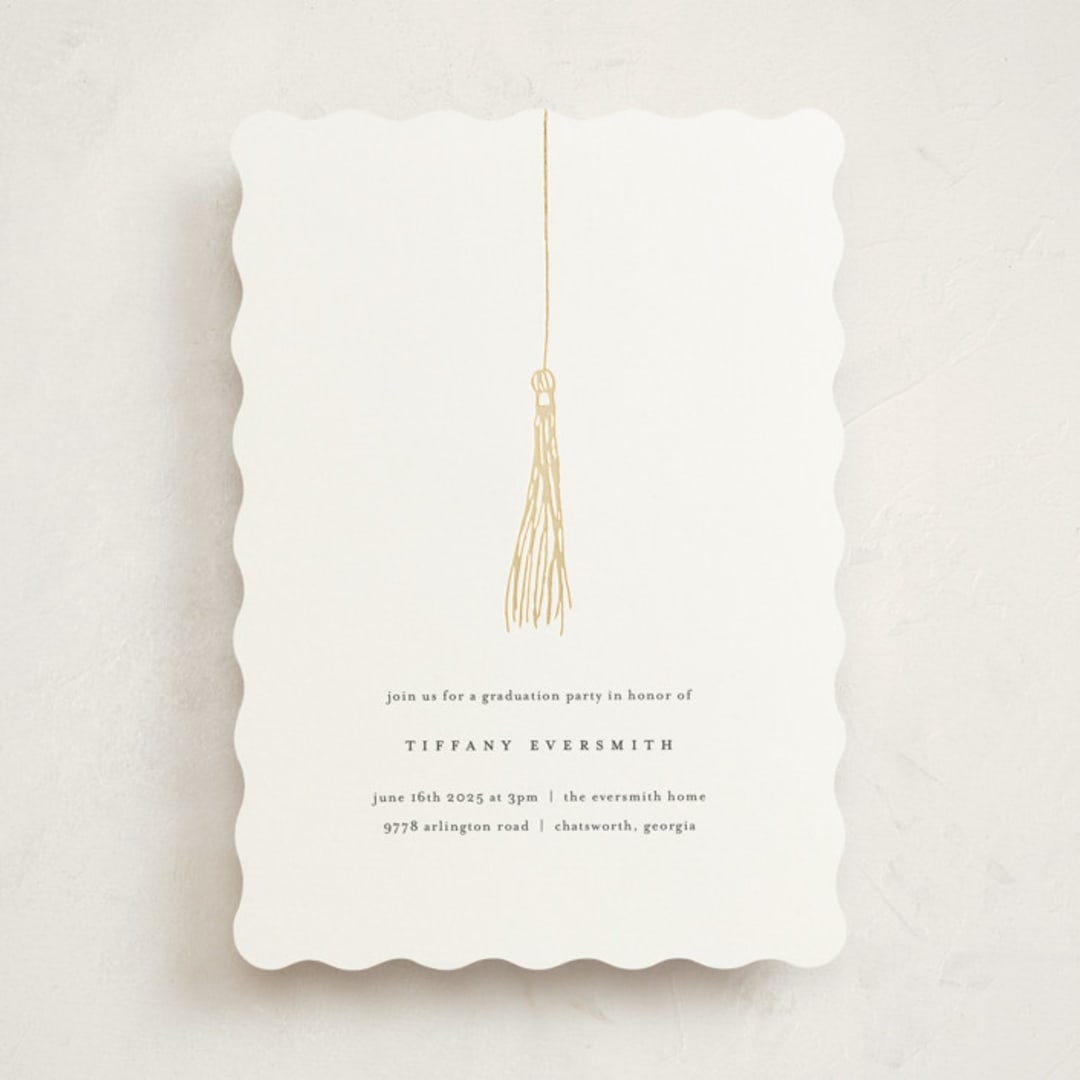 "Turning the Tassel" - Graduation Party Invitations in Pearl by Katy Shen - Front
