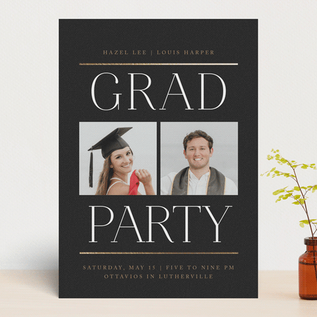 "Double Take" - Graduation Party Invitations in Cap and Gown by Erin L. Wilson - Front
