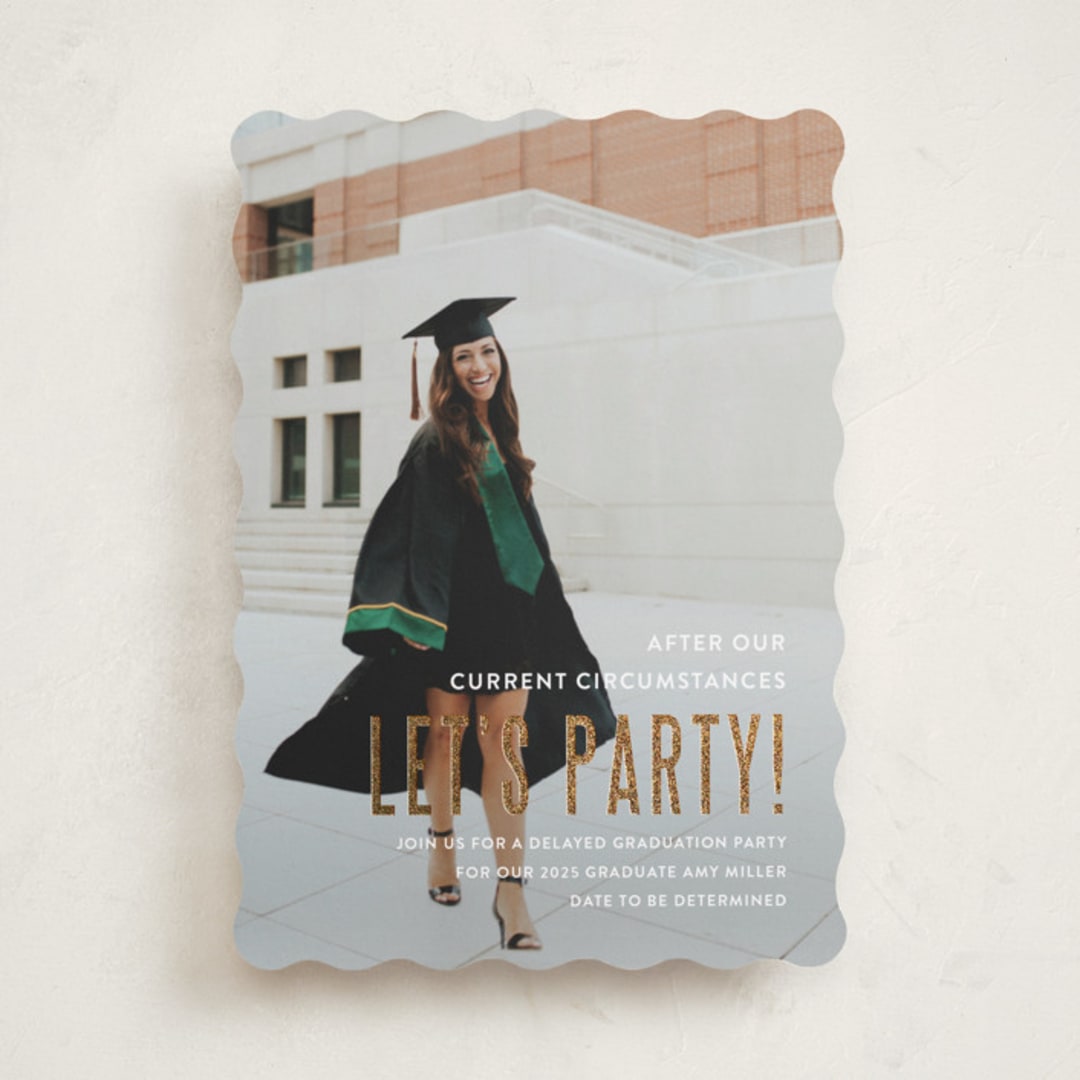 "Pomp and Current Circumstances" - Graduation Party Invitations in Snow by Susan Brown - Front