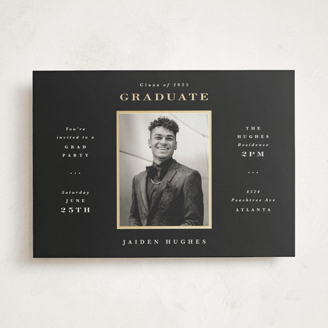 "Tres Chic" - Graduation Party Invitations in Onyx by Hooray Creative - Front