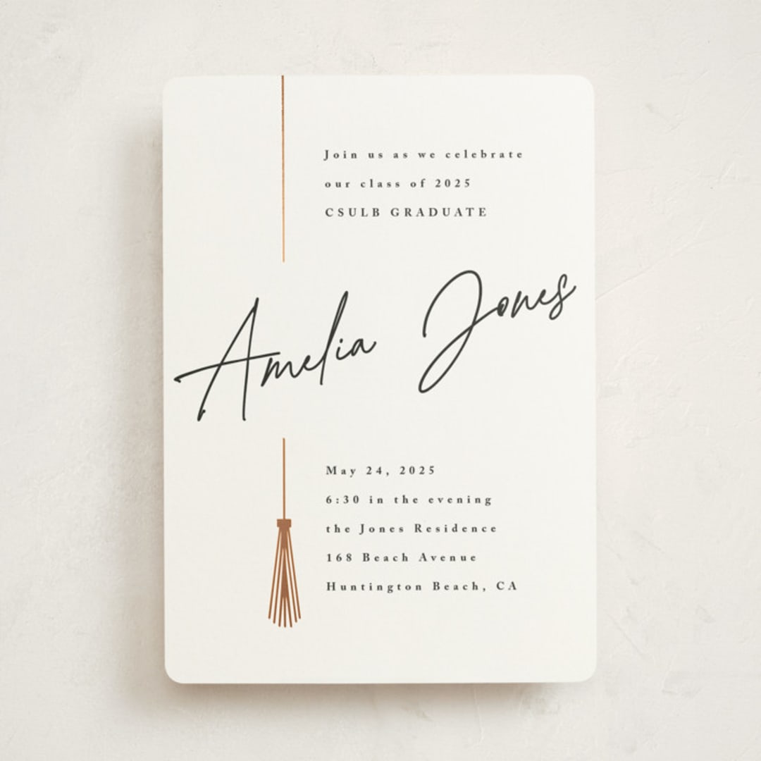 "Written Out" - Graduation Party Invitations in Pearl by Owl and Toad - Front