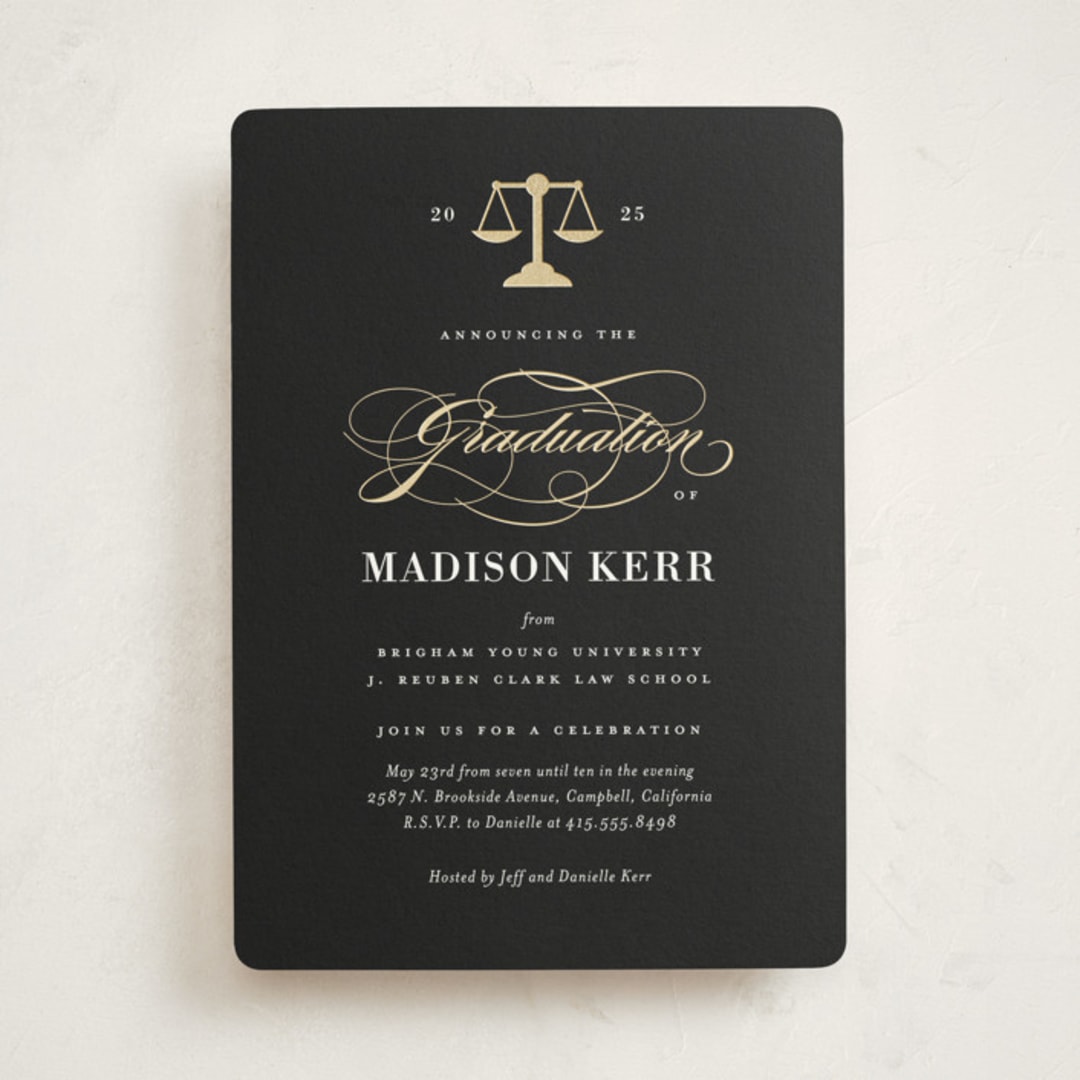 "Law Degree" - Graduation Party Invitations in Ink by Jill Means - Front