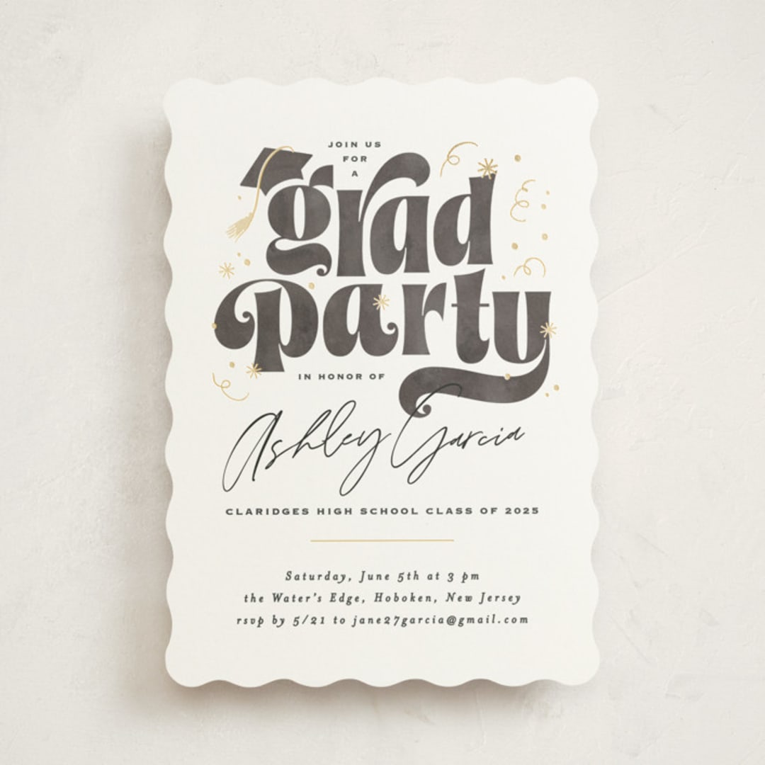 "Grad party type" - Graduation Party Invitations in Cotton by Creo Study - Front