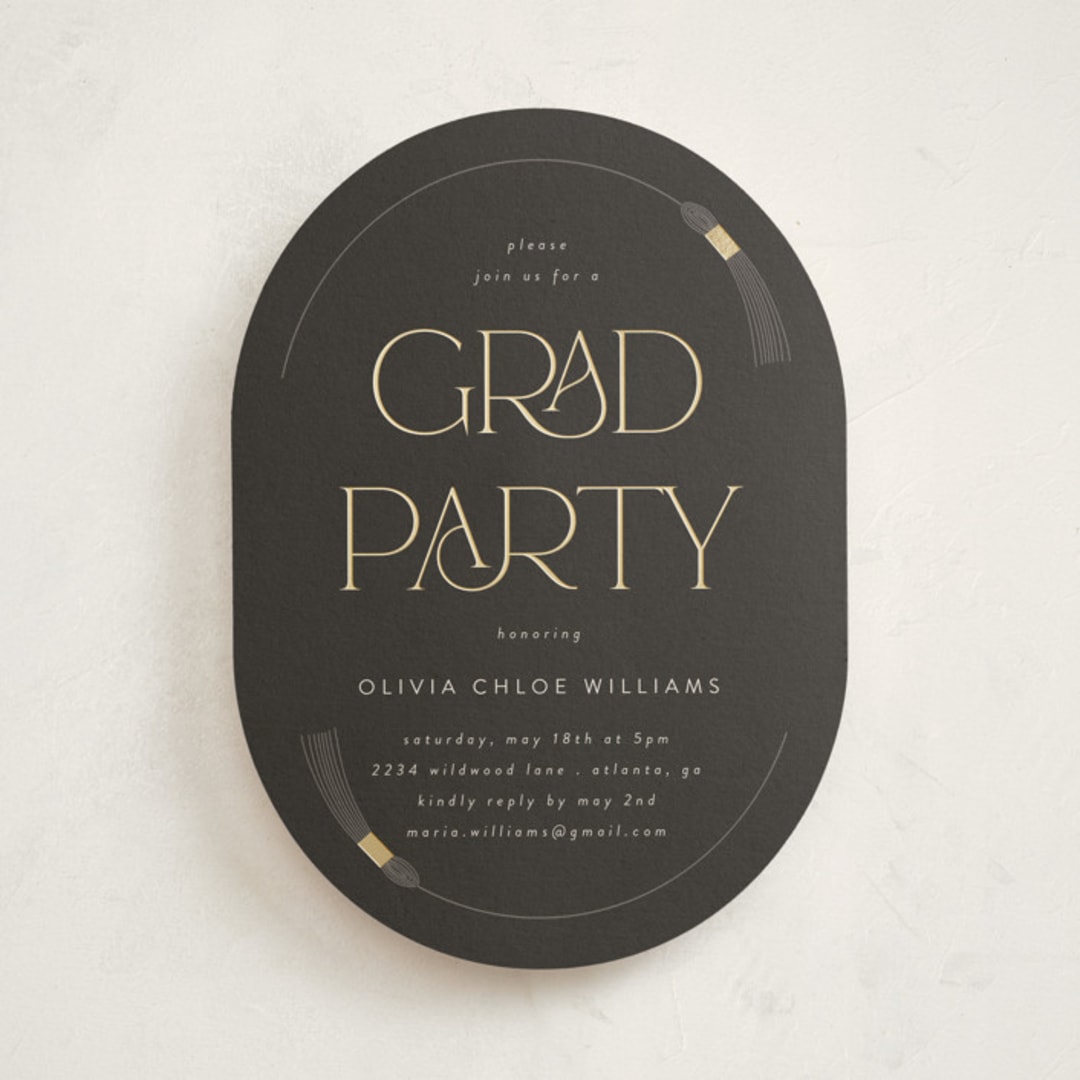 "Modern Elegance" - Graduation Party Invitations in Midnight by Morgan Kendall - Front