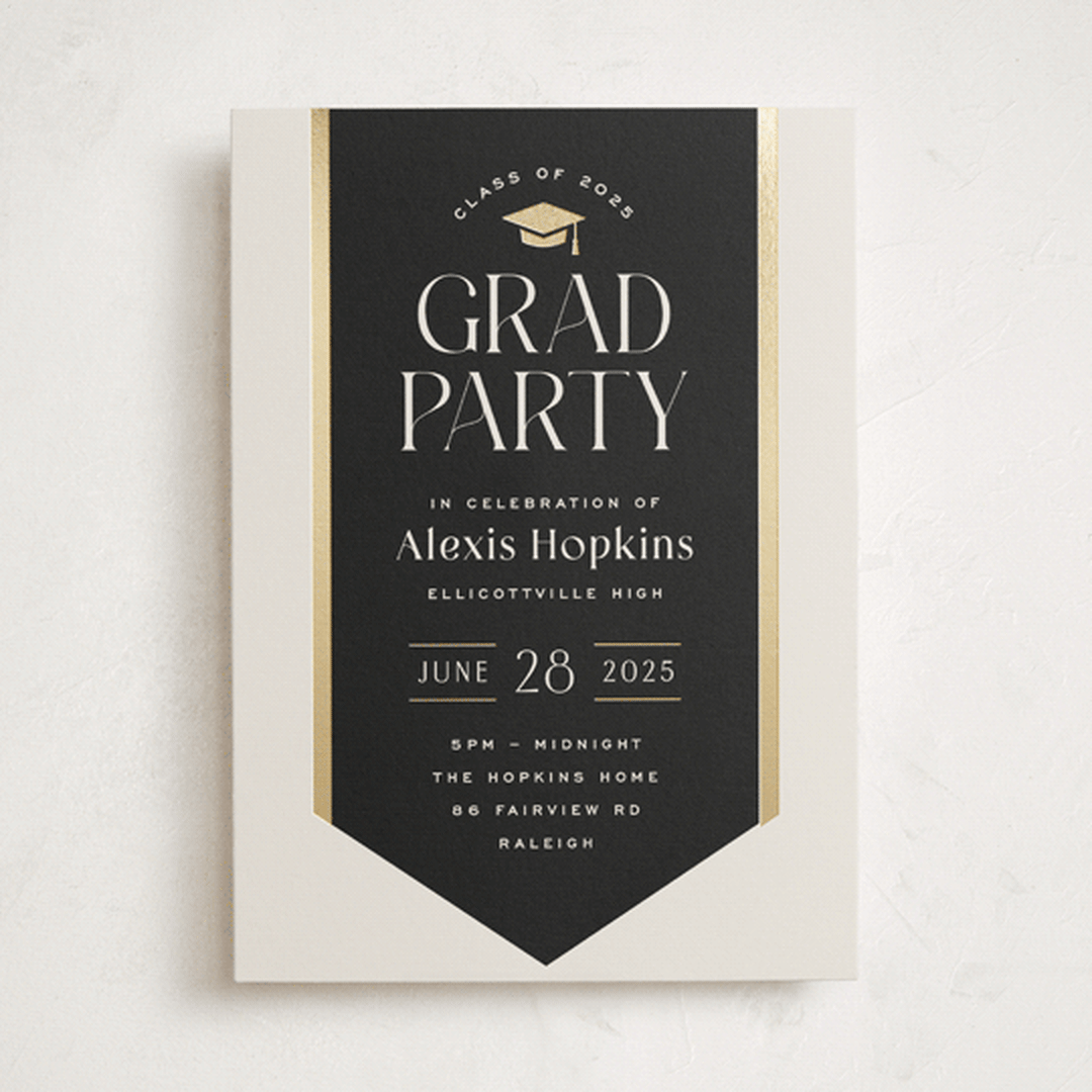 "Graduation Stole" - Graduation Party Invitations in Onyx by Hooray Creative - Front