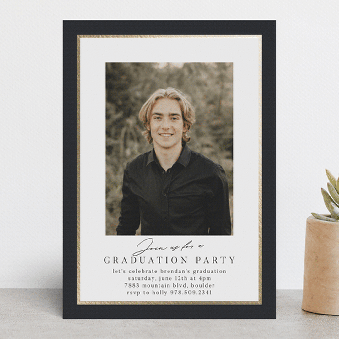 "Classic Edge" - Graduation Party Invitations in Midnight by Nicole Walsh - Front