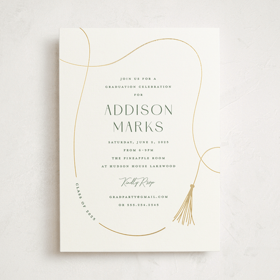 "Twirling Tassle" - Graduation Party Invitations in Snow by Lauren Chism - Front