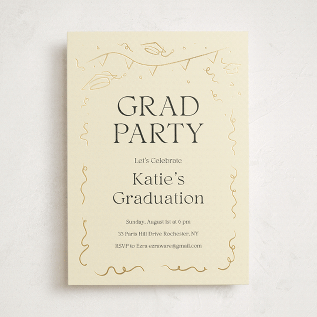 "Cheers to the Grad" - Graduation Party Invitations in Ivory by Zove Ahhh - Front