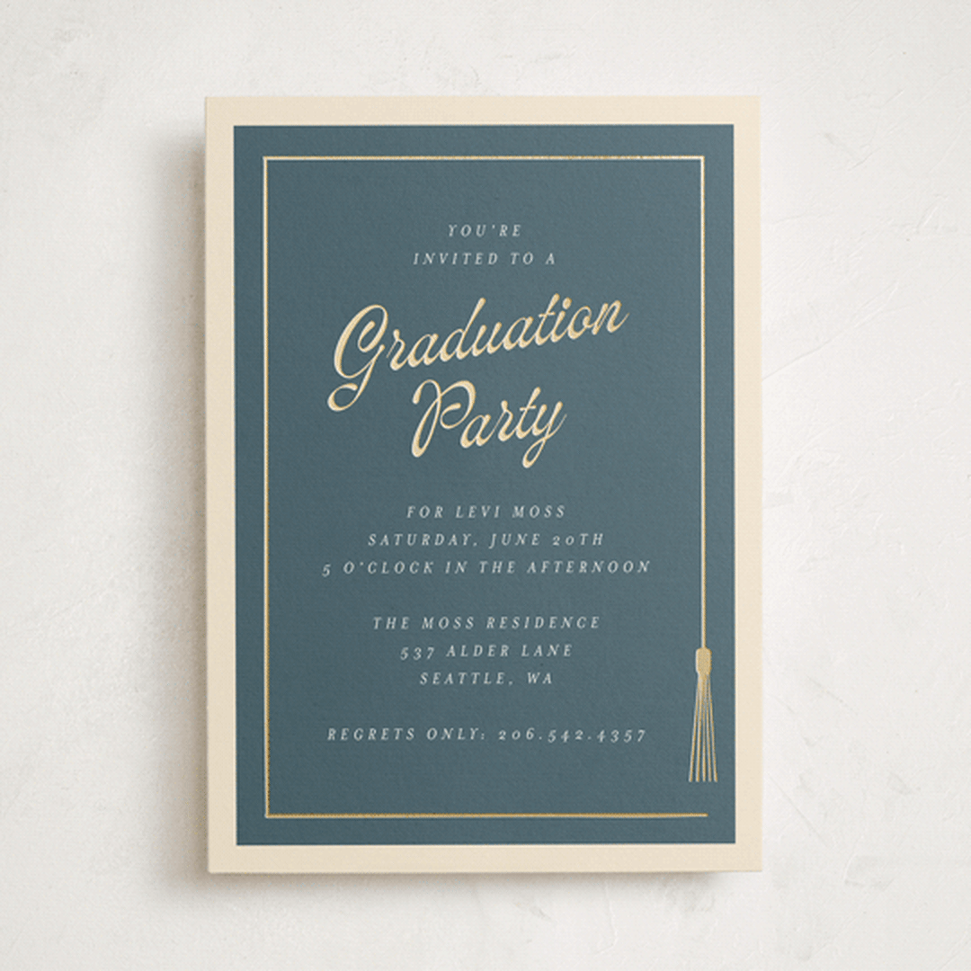 "Tasseled" - Graduation Party Invitations in Navy by AK Graphics - Front