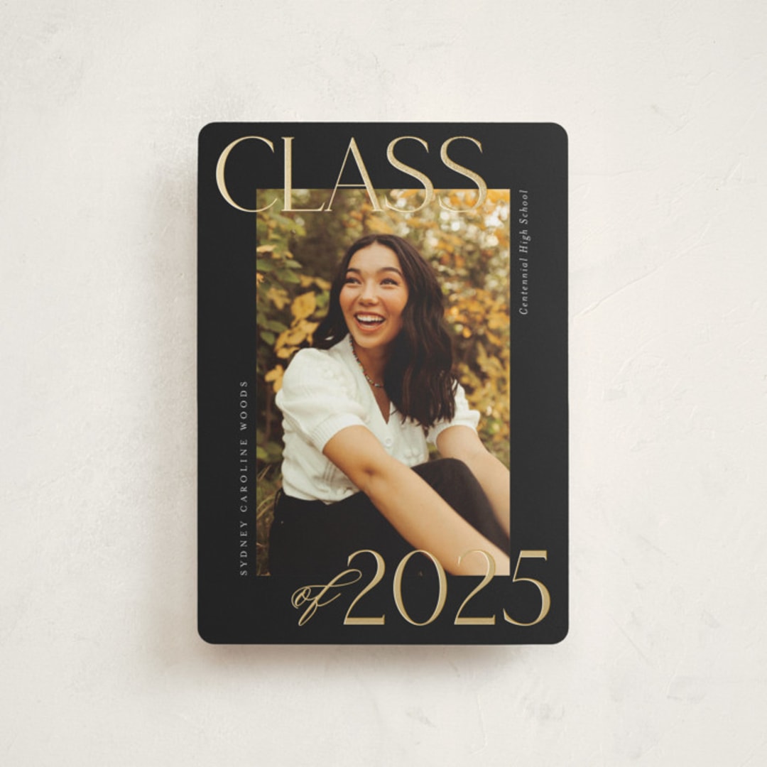 "Scholarly Surround" - Graduation Announcements in Licorice by Jessica Williams - Front