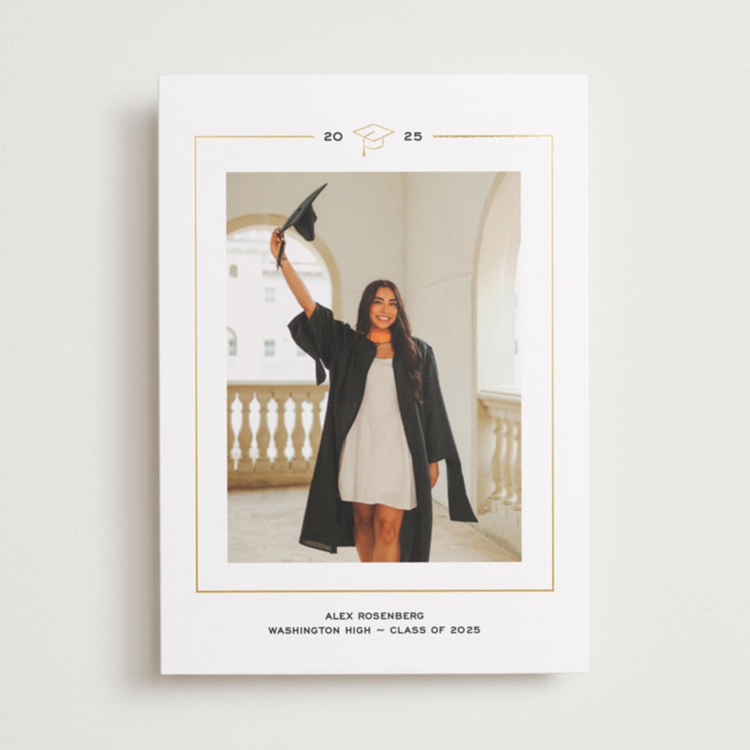 "Cap Frame" - Graduation Announcements in Noir by Annie Shapiro - Front